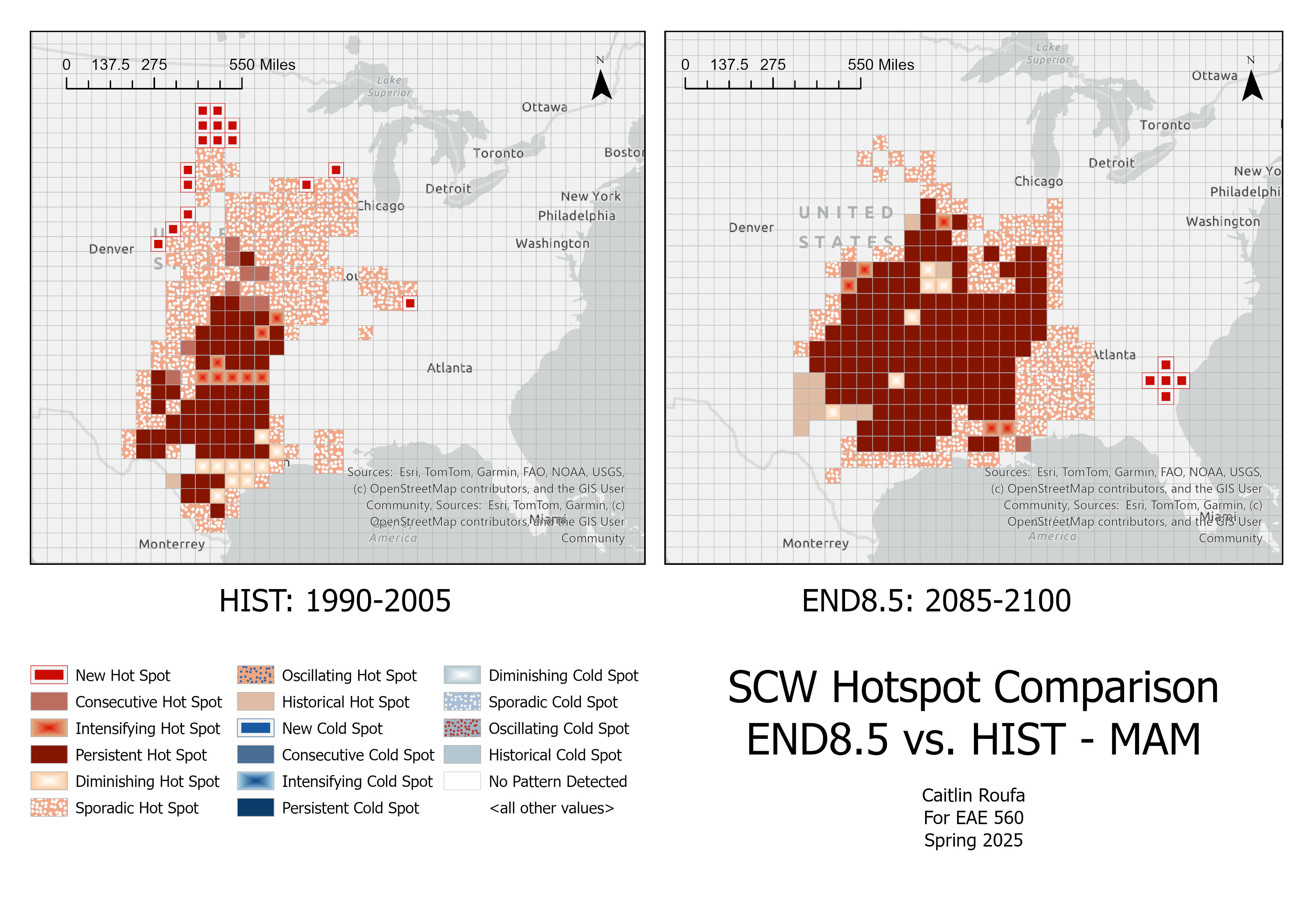 Hotspot comparison map (HIST vs END8.5)