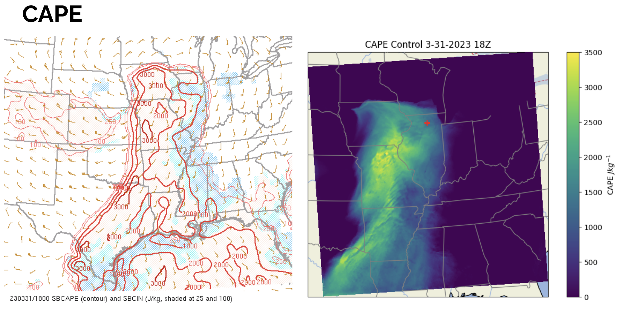 Control vs observed CAPE