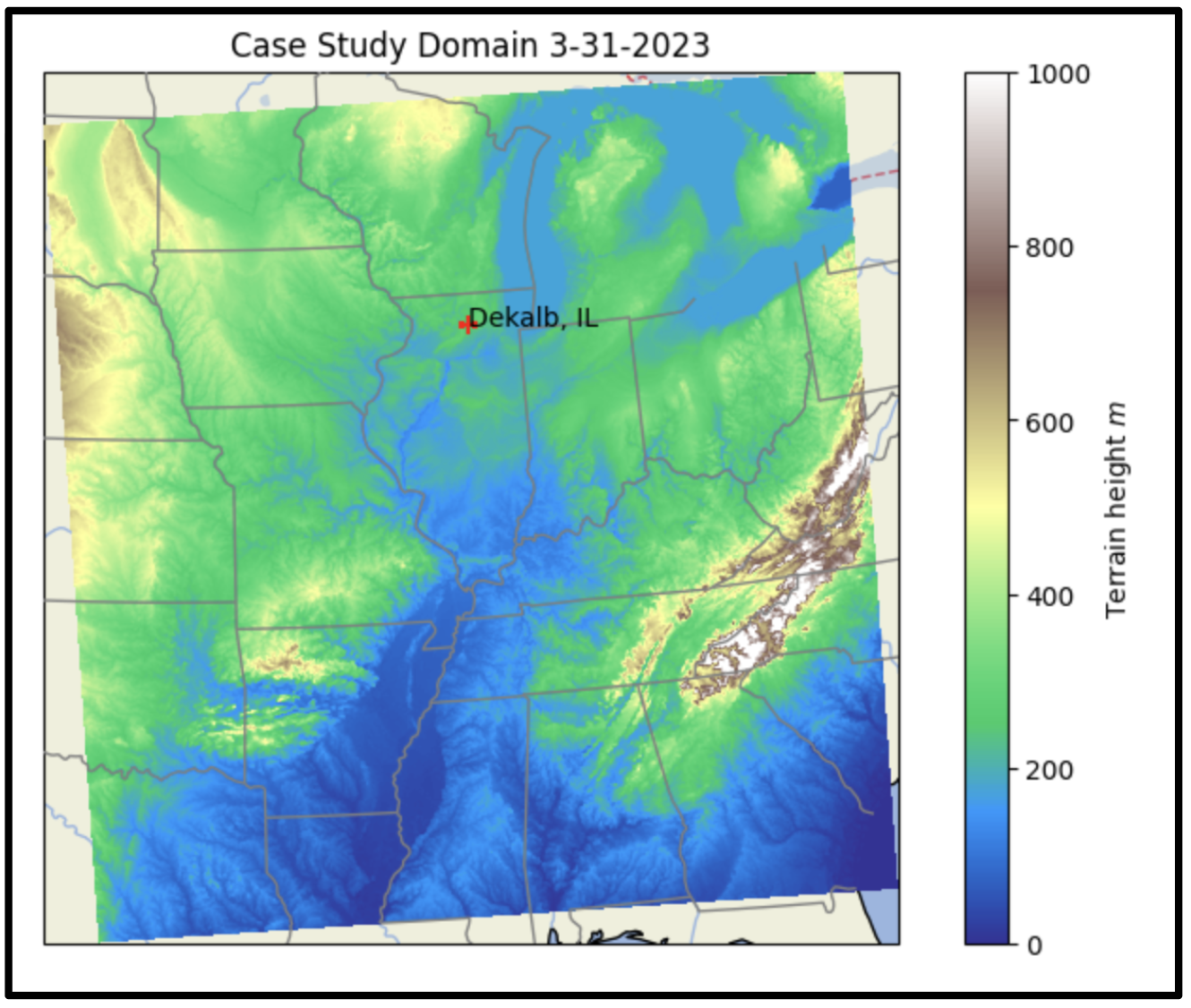 WRF simulation domain centered on Illinois